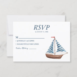 Hochzeit von Wasserfarben-Segel-Yacht RSVP Karte