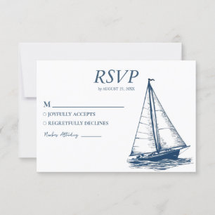 Hochzeit von Wasserfarben-Segel-Yacht RSVP Karte
