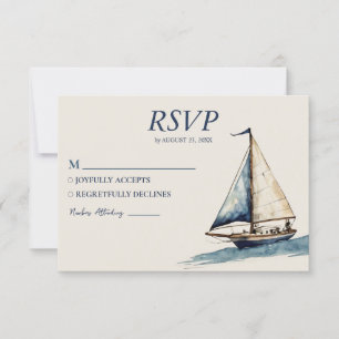 Hochzeit von Wasserfarben-Segel-Yacht RSVP Karte