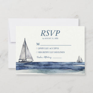 Hochzeit von Wasserfarben-Segel-Yacht RSVP Karte