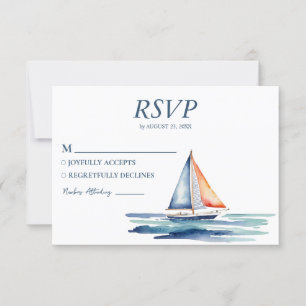 Hochzeit von Wasserfarben-Segel-Yacht RSVP Karte