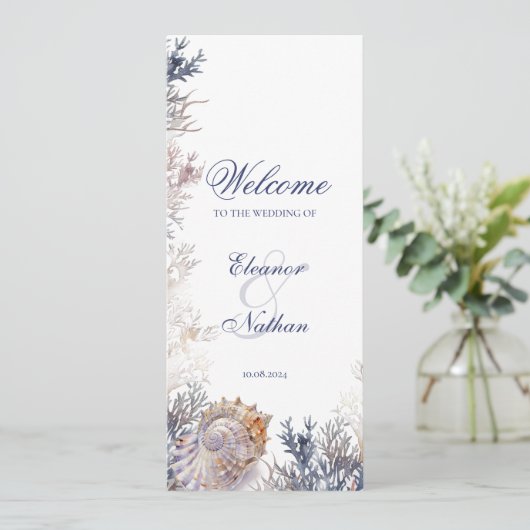 Hochzeit von Wasserfarben und Korallen Programm (Stehend Vorderseite)