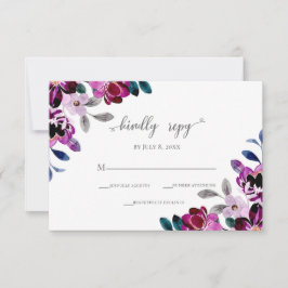 Hochzeit von Wasserfarben und Lila Blumen RSVP Karte
