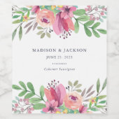 Hochzeit von Wasserfarben Weinetikett (Einzelnes Label)