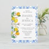 Hochzeit von Wasserfarben-Zitronen Einladung (Stehend Vorderseite)
