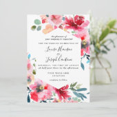 Hochzeit von Wasserfarbenblumen Ankündigung (Stehend Vorderseite)