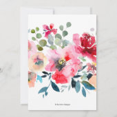 Hochzeit von Wasserfarbenblumen Ankündigung (Rückseite)