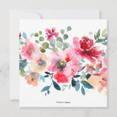 Hochzeit von Wasserfarbenblumen Ankündigung (Rückseite)