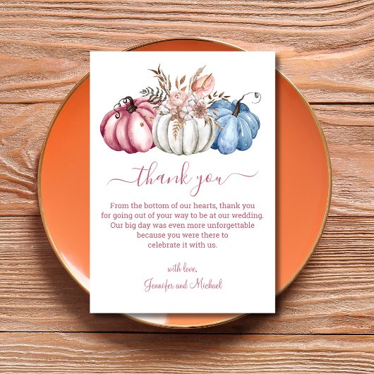 Hochzeit von Wasserfarbenkürbis Dankeskarte