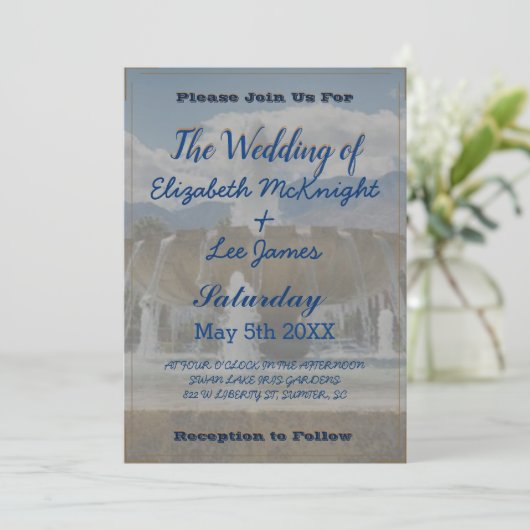 Hochzeit von Wasserfontänen Einladung (Stehend Vorderseite)