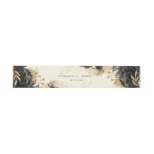 Hochzeit von Watercolor Black Gold Rose Einladungsbanderole (Flach)