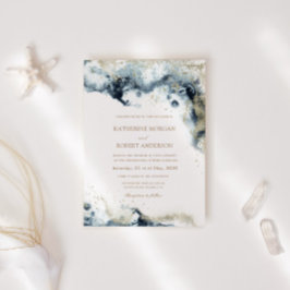 Hochzeit von Watercolor Blue Budget Foto Einladung