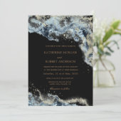 Hochzeit von Watercolor Blue Budget Foto Einladung (Stehend Vorderseite)