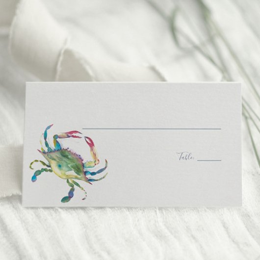 Hochzeit von Watercolor Blue Crab Coast Platzkarte