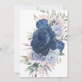 Hochzeit von Watercolor Blue & Navy Floral Monogra Einladung (Rückseite)