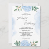 Hochzeit von Watercolor Blue Rose Einladung (Vorderseite)