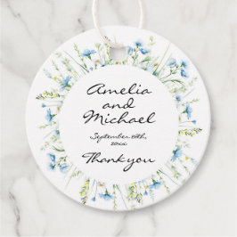 Hochzeit von Watercolor Blue Wildblumen Geschenkanhänger