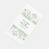 Hochzeit von Watercolor Blue Wildblumen Serviette (Ecke)