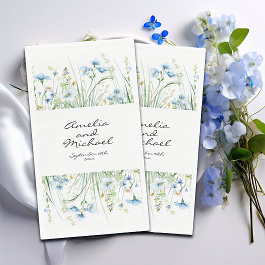 Hochzeit von Watercolor Blue Wildblumen Serviette