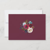 Hochzeit von Watercolor Burgundy Red Floral Dankeskarte (Rückseite)
