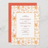 Hochzeit von Watercolor Burnt Orange Blumenmuster Einladung (Vorne/Hinten)