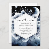 Hochzeit von Watercolor Chic Moonlit Save The Date (Vorne/Hinten)