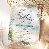 Hochzeit von Watercolor Floral Beach Calligraphy S Einladung