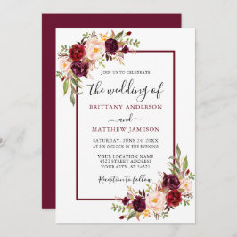 Hochzeit von Watercolor Floral Burgundy Einladung
