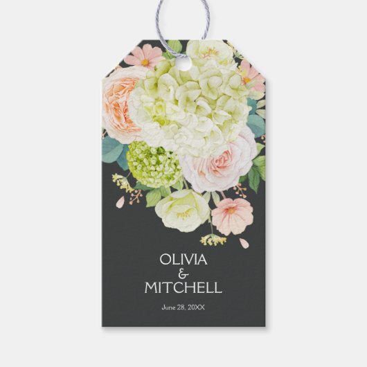Hochzeit von Watercolor Florals Geschenkanhänger (Vorderseite)