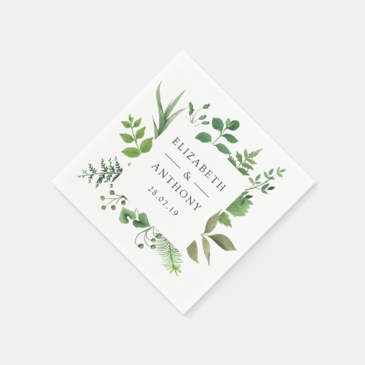 Hochzeit von Watercolor Forest Greenerity Serviette (Ecke)