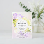 Hochzeit von Watercolor Freesia Blume Einladungspostkarte (Stehend Vorderseite)