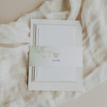 Hochzeit von Watercolor Gold Confetti Monogram