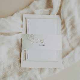 Hochzeit von Watercolor Gold Confetti Monogram Einladungsbanderole