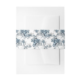 Hochzeit von Watercolor, grau und blau, florales M Einladungsbanderole