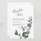 Hochzeit von Watercolor Greenerity Branch Script S Einladung (Vorne/Hinten)