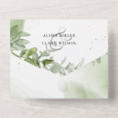 Hochzeit von Watercolor Greenerity Foliage All In One Einladung (Rückseite)