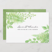 Hochzeit von Watercolor Greenerity Foliage Dankeskarte (Vorne/Hinten)