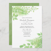 Hochzeit von Watercolor Greenerity Foliage Einladung (Vorne/Hinten)