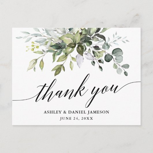 Hochzeit von Watercolor Greenery Calligraphy Viele Postkarte (Vorderseite)