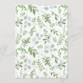 Hochzeit von Watercolor, Grün und Weiße Blume Hinweiskarte (Rückseite)