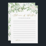 Hochzeit von Watercolor, Grün und Weiße Blume Hinweiskarte<br><div class="desc">Mit dieser skurrilen Hochzeitsratenkarte geben Sie den Neuvermählten Rat und Wünsche. Es zeigt Aquarellbilder von grünen und weißen Blume mit dem entsprechenden botanischen Muster. Diese Grün-Tipp und Wunschkarte ist perfekt für Frühjahr- und Winterhochzeiten.</div>