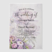 Hochzeit von Watercolor Lavender Peony Pergament Einladungen (Vorderseite)