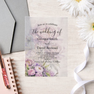 Hochzeit von Watercolor Lavender Peony Pergament Einladungen