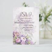 Hochzeit von Watercolor Lavender Peony RSVP Karte (Stehend Vorderseite)