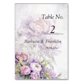 Hochzeit von Watercolor Lavender Peony Tischnummer (Rückseite)
