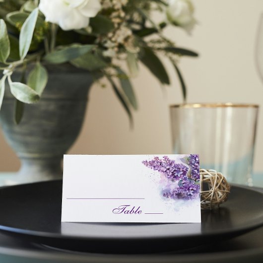 Hochzeit von Watercolor Lilacs Platzkarte