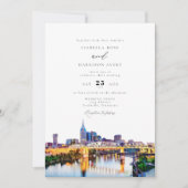 Hochzeit von Watercolor Nashville Tennessee Skylin Einladung (Vorderseite)
