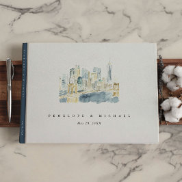 Hochzeit von Watercolor New York City Skyline Gästebuch