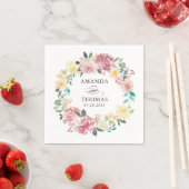 Hochzeit von Watercolor Pastel Blush Bloral Wreath Serviette (Beispiel)