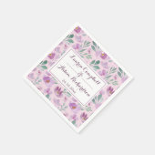 Hochzeit von Watercolor Pink Floral Pattern Serviette (Ecke)
